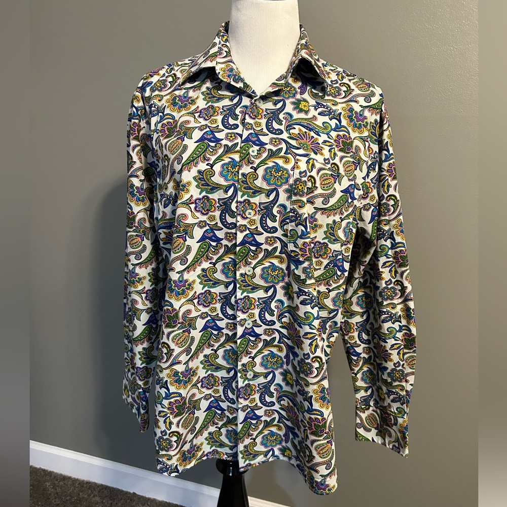 Alan Flusser button down shirt men’s size M beautiful, vibrant colors